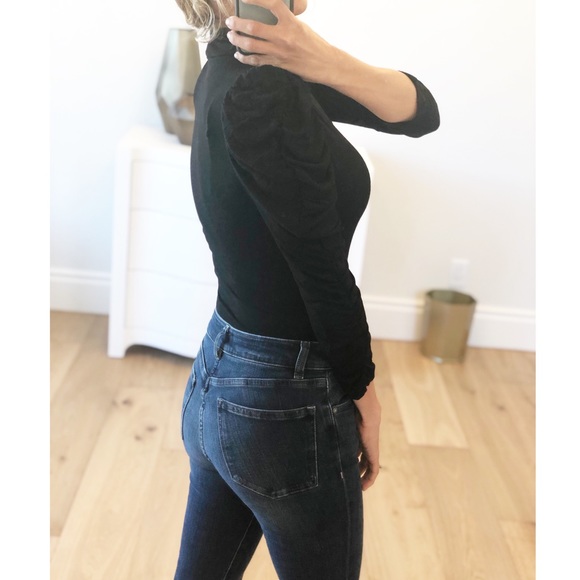 HAVANA Black Mock Neck Ruched Sleeve Bodysuit - Picture 6 of 8